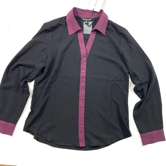 New 41 Hawthorn Avrie Button Front Blouse Colorblock - Picture 1 of 6